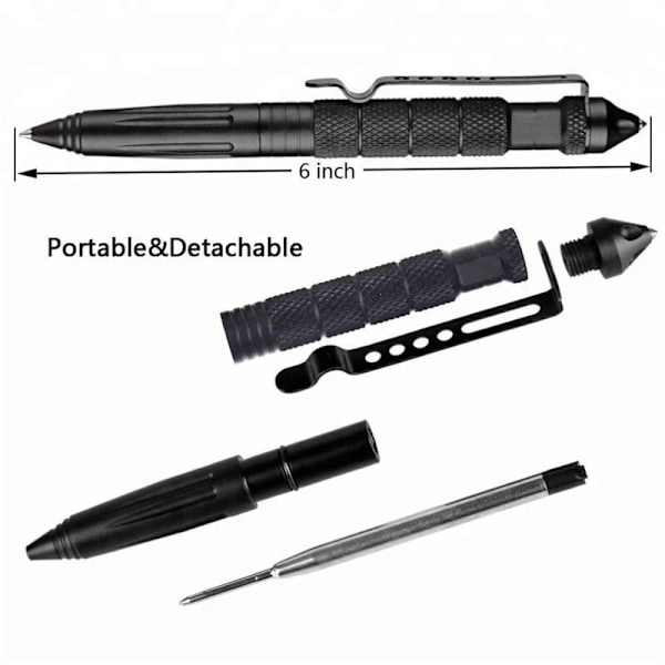Ficklampsöverlevnadspenna, militär EDC-penna med volframstålkärna för oöverträffad hållbarhet, multiverktygspenna för vardagsbruk (10x155mm)