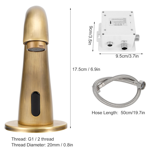 G1/2 Kran Kit Antik Koppar Automatisk Sensor Vattenkran Beröringsfri för Hem Kök Badrum