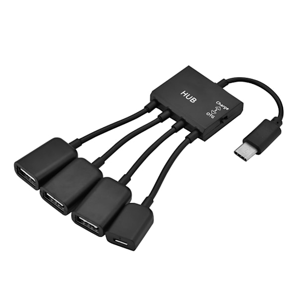 4-i-1 USB3.1 Typ C Hane till USB 2.0 Hona 3 Portars USB-Hub OTG-funktion med USB-C Laddningsport