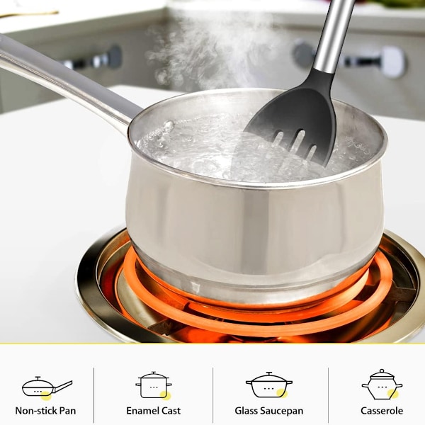 Mångsidiga silikonskedar för matlagning, värmebeständiga verktyg för non-stick kokkärl (2-pack, svart)