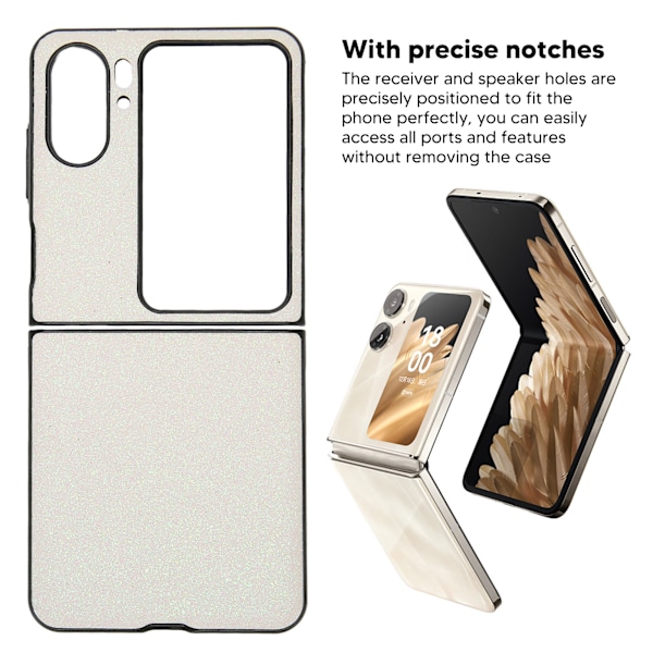 Fällbar telefonfodral ABS skyddande glänsande telefonfodral Anti-fall fodral för Find N2 Flip Vit
