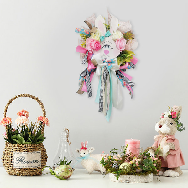 Ribbon i lantlig stil, stor säckvävsrosett, 50 x 40 cm hållbar lättviktig anti-bleknings påsknätkrans plastkanin morötter dekoration flerfärgad