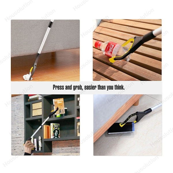 Foldbar griber, 1 stk. aluminium griber med magnetiske spidser Drejelig skraldespandsgriber Skridsikker gummigriber, lang arm til seniorer Skrald