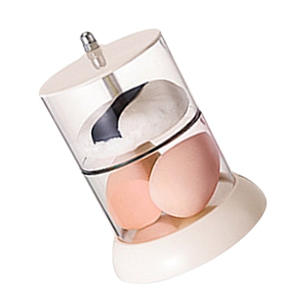 Multi Layer Powder Puff Organizer Åndbar Støvfri Øreringe Roterbar Beholder til Hjemmet, 2 Lag, Hvid
