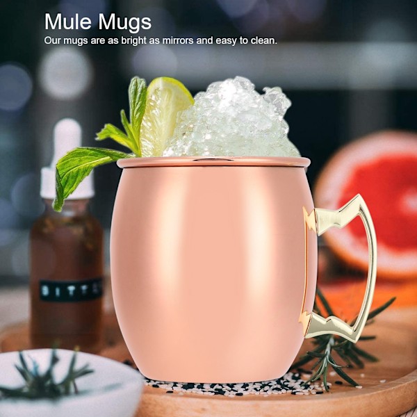 Hem Bar Tillbehör, Moscow Mule Mugg Kopparpläterad Rostfritt Stål, Spegelpolerad Finish, Kallhållning i minst 2 timmar, Stor Kapacitet för