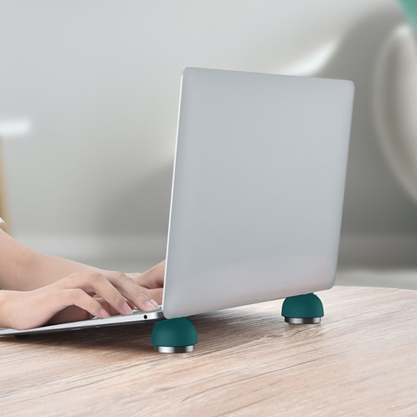 Bærbar computer kølestativ Svampeformet ergonomisk skridsikker silikone bærbar computer skrivebordsstativ til hjemmekontor Grøn