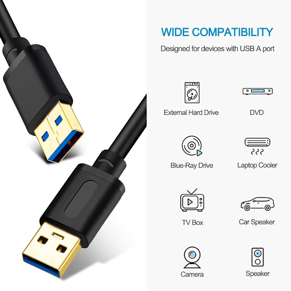 Usb 3.0 A til A 1,8 meter han kabel 90 cm, Usb kabel til Usb han til han Usb ledning med guldbelægning