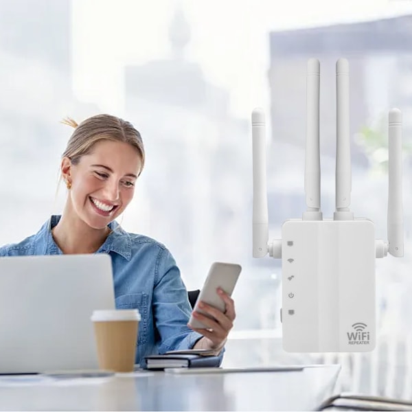 Stabil Wifi-förlängare med Stadig Signal, 2024 Dual Band 1200Mbps Långdistans Internet Repeater för 280 Kvadratmeter, Kompatibilitet med Flera Enheter och