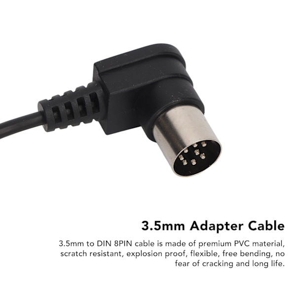 3,5 mm - DIN 8-nastainen kaapeli, ammattimainen 90 asteen kulma, 3,5 mm - DIN 8-nastainen muuntokaapeli soittimille, 1,8 m