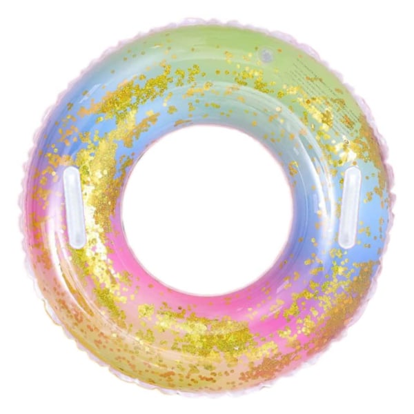 Uppblåsbar Pool Float Transparent Med Regnbågsfärgade Paljetter, Konfetti Premium Badring För Oförglömliga Poolpartyn Och Strandsemestrar, Stödjer Vuxna