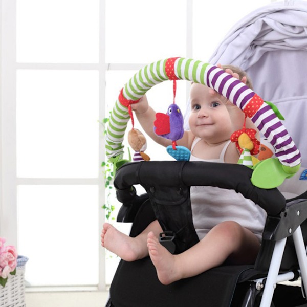 Baby Utvecklingsförbättrare, Reseleksak Bilstol för Tidig Sensorisk Utforskning, Universalklämmor Passar De Flesta Barnvagnar, Främja Babyutveckling med Säkerhet