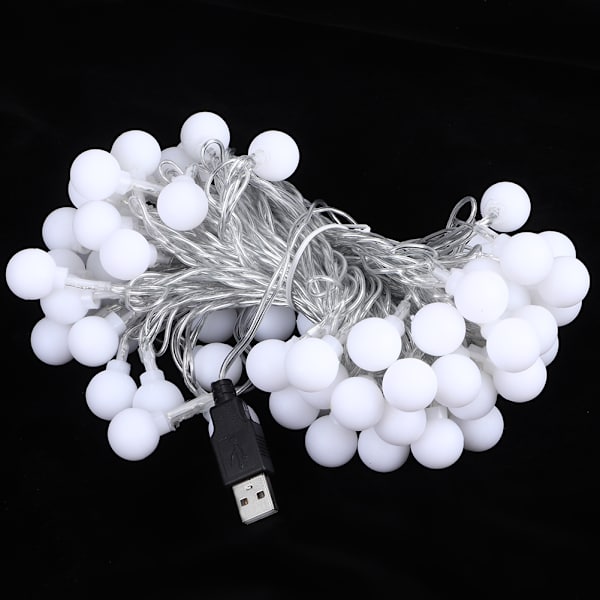 10m/32.8ft 80LED LED-lyskæde runde kugle USB-lampe dekoration til hjem soveværelse bryllupsdekoration