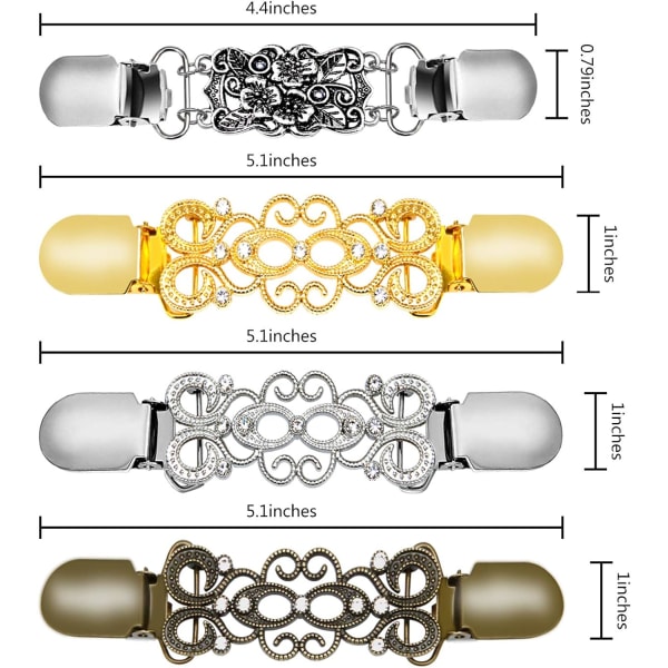 4 kappaletta retro-neuletakki klipsi pusero kaulus klipsi huivi klipsi D
