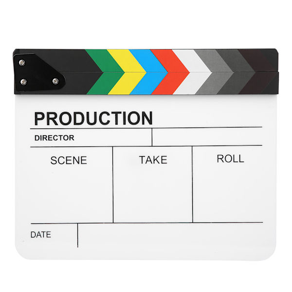 30x25CM Akryl Klaffbrett Regissør Film Film Innebygd Magnet Fotografi Action Clap (Fargerik Stripe White Board（PAV1CWE2） )
