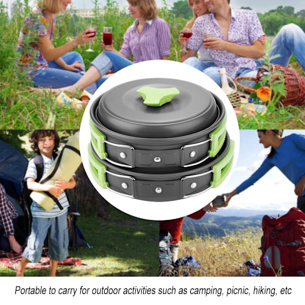 Camping Köksredskapsset, Portabel Utomhusmatlagningsutrustning Med Non-Stick Lätta Kastruller, Perfekt För Backpacking, Vandring Och Picknickar, Inkluderar Mesh-väska För