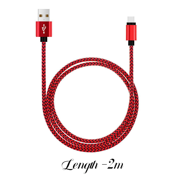 Typ C-kontakt, Universell Kompatibilitet Snabbladdning Extra Lång Sladd, 2m Nylonflätad Kabel Hållbar Design med Skottsäker Aramidfiber,