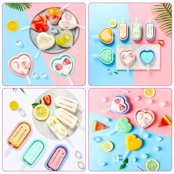 Livsmedelsgodkända Popsicle-formar, Silikon Glassformar för Hälsosamma Snacks, Temperatur- och Luktbeständiga, Återanvändbara & Stapelbara, Enkel Glasslossning
