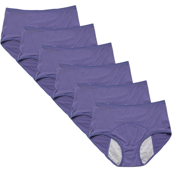 Täta Trosor för Kvinnor, Plus Size Mesh Sömlösa Tätsäkra Skyddstrosor 6-pack