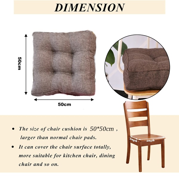 Bekväm golvsittdyna, halkfria stolsdynor med tuftad design för en bekväm sittupplevelse, 19,6\" x 19,6\", mörk kaffe