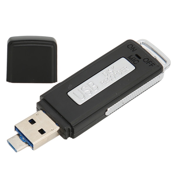 USB Stemmeopptaker Dobbel USB-porter HD Støyreduksjon Stemmeaktivert Mini Stemmeopptaksenhet for Forelesning Intervju Nøytral Engelsk, Dobbel USB