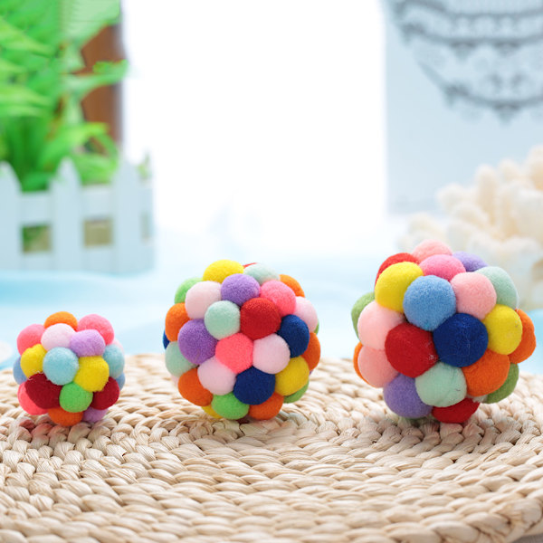 Underhållningskit för husdjur, superlätta bollar med inbyggd klocka för interaktiv lekstund, säkra giftfria iller-pom pom-bollar för katter, hundar,