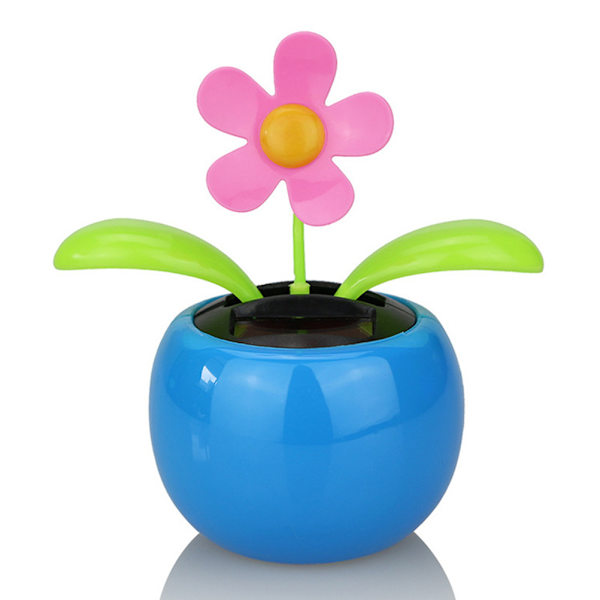 4 st slumpmässiga färger solcells drivna dansande blommor plast solcells dansande blommor skakande huvud bil kontor skrivbordsdekoration (12*7cm)
