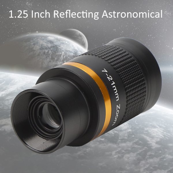 Astronomisk Teleskop 7-21mm Kontinuerlig Zoom Okular Observation 1,25 Tommer/31,7 MM Sort