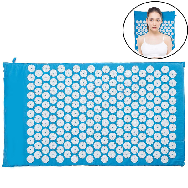 Akupressurmatta med Memory Foam, Portabel Högkvalitativ Tyg för Förbättrad Kroppscirkulation och Hemmabaserad Självläkning, Himmelsblå