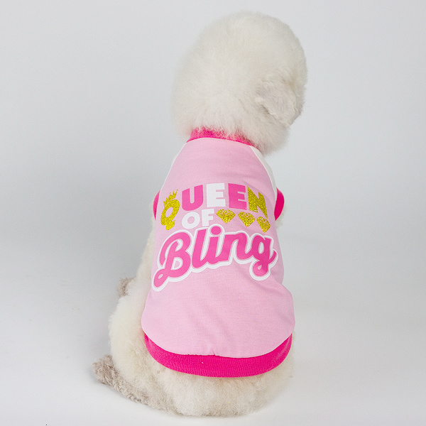 2 stk. T-shirt med hundemønster, åndbar hundetrøje, glimmer hvalpesweatshirt, hundebeklædning til små til mellemstore hunde (L)