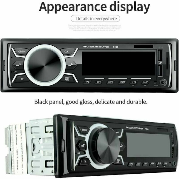 Revolutionerande Smart Bilstereo, Bluetooth-anslutning för smidiga handsfree-samtal, Snabbladdning 2.1A USB-port, 12V DC Spänningskompatibel, Ratt