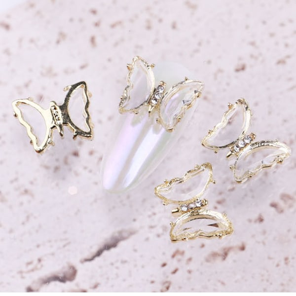 Rhinestones för naglar, 3D fjärilsnagelsmycken, DIY-konst
