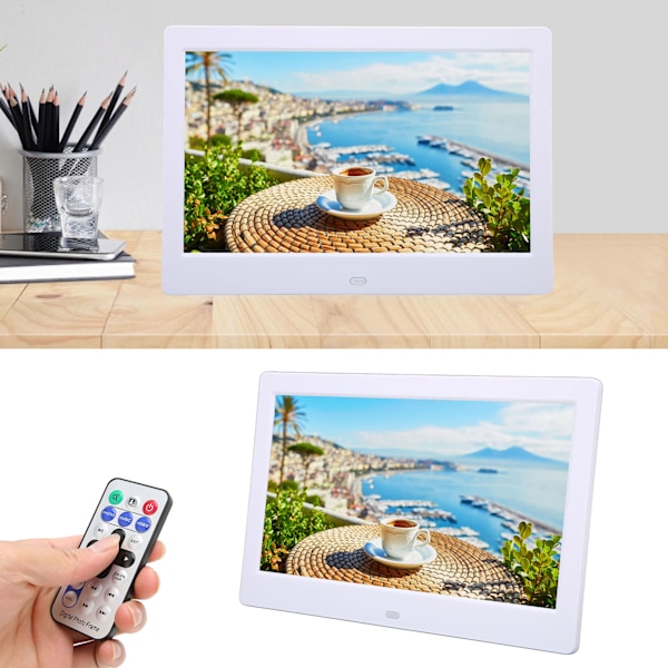 Digital fotoram HD 10,1 tum 1024x600 LCD-skärm Smart elektronisk fotoram med fjärrkontroll 110‑240V