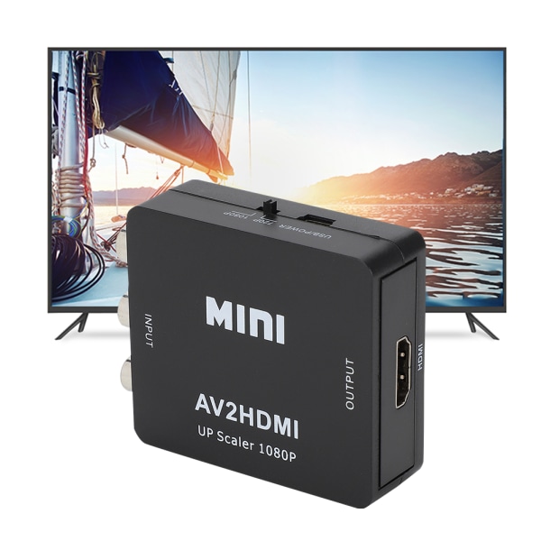 1080P USB-drevet AV til HDMI HD-videokonverter til Set Top Boxes DVd VCD-spilkonsoller (sort)
