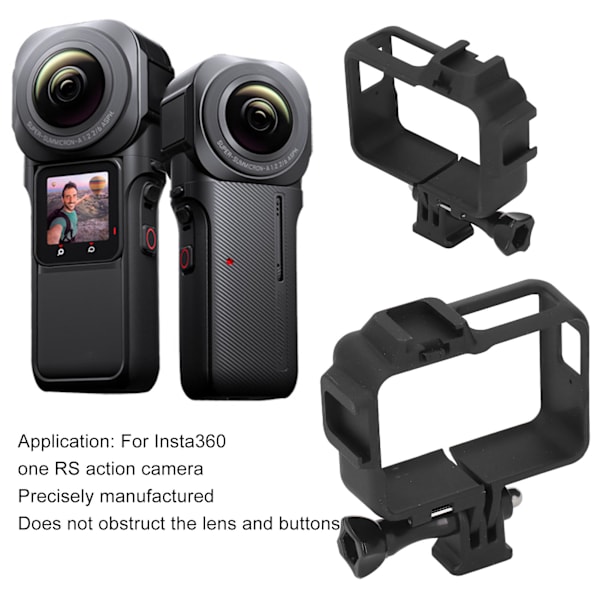 Kamera Beskyttende Rammehus Stødsikkert Sort til Insta360 One RS Action Kamera