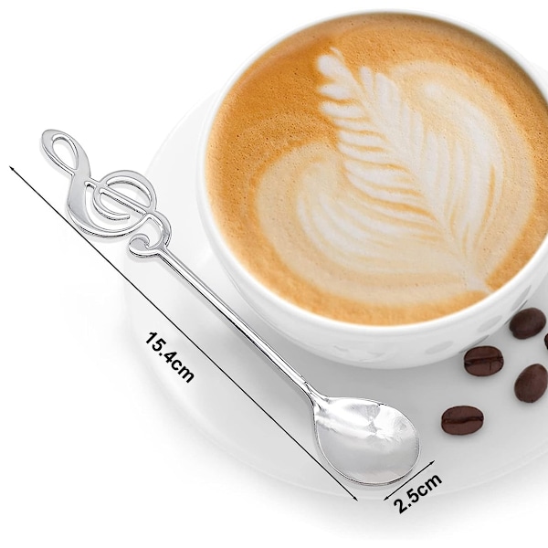 Musiknot Tesked för Espresso, 304 Rostfritt Stål Slitstark Ergonomisk Design, Silverfärgad Kreativ Bestick Idealisk Som Gåvor Eller Daglig Användning I