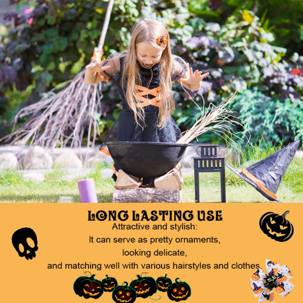 Söta hårnålar med pumpa-spöke-rosett-hårspännen, Halloween-dekoration för flickors håraccessoarer till festen