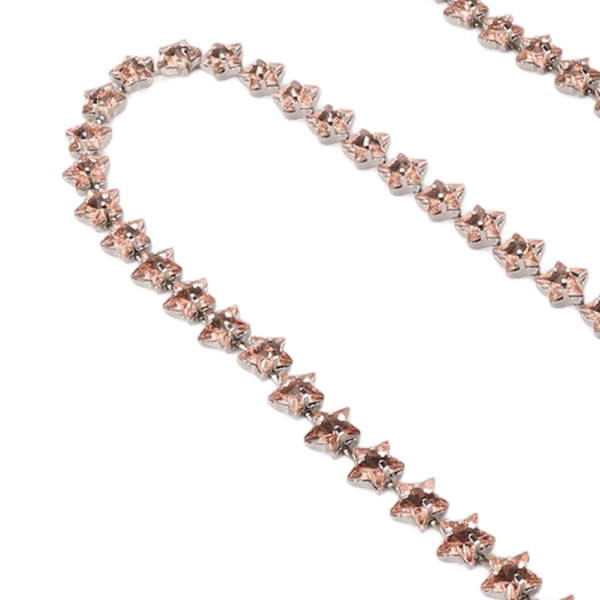 1 m Stjärna Strass Trim Kedja DIY Klippbar 1 cm Bredd Färgäkta Kristall Strass Klo Kedja för Kläder Hantverk Champagne
