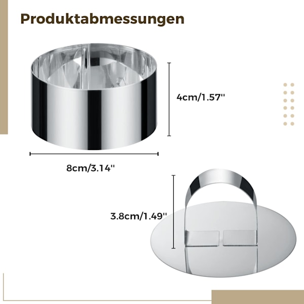 Kakringar, rostfritt stål med non-stick yta, mångsidiga matlagningsringar för matberedning, ugnssäker, fryssäker, diskmaskinssäker (12 st)