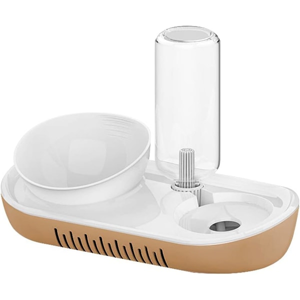 Pet Dining Revolution, Rostfri Skål med Läcksäker Automatisk Vattendispenser, Säkert Material för Hälsan, Lättrengjorda Dubbla Skålar, Halkfri