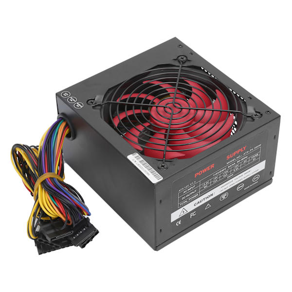 Strömförsörjning för PC-datortillbehör Röd fläkt Manuell justerbar 115/230V ATX-250W