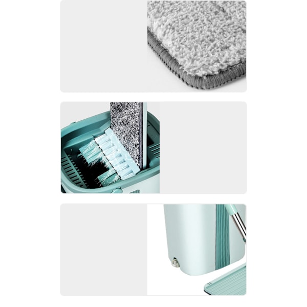 Set med mopp och vridhink, 2 mikrofibermoppdynor