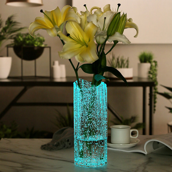 Högkvalitativt handblåst glas starkare än vanligt, modern räfflad glasvas, unik design lämplig för heminredning och vardagsbruk, transparent, 10