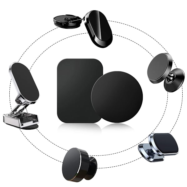 LIUCOLI Metalplade til mobiltelefon 6 stk. - Metalplader til magnetisk mobiltelefonholder til bil, metalplade med klæbefilm til biltilbehør, 3
