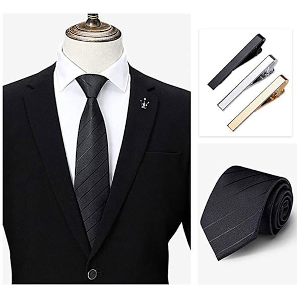 3 stk slipsklips sæt kobber elegant moderigtig klemme spænde mænd slips klips sæt til bryllup jubilæum guld sort sølv
