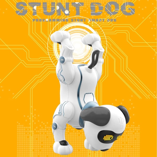 Stunt Robot Hund Leksak, Interaktiv och Programmerbar för 6-10 Åringar, Röststyrd Elektronisk Stunt och Uppladdningsbart Batteri för Längre Användning