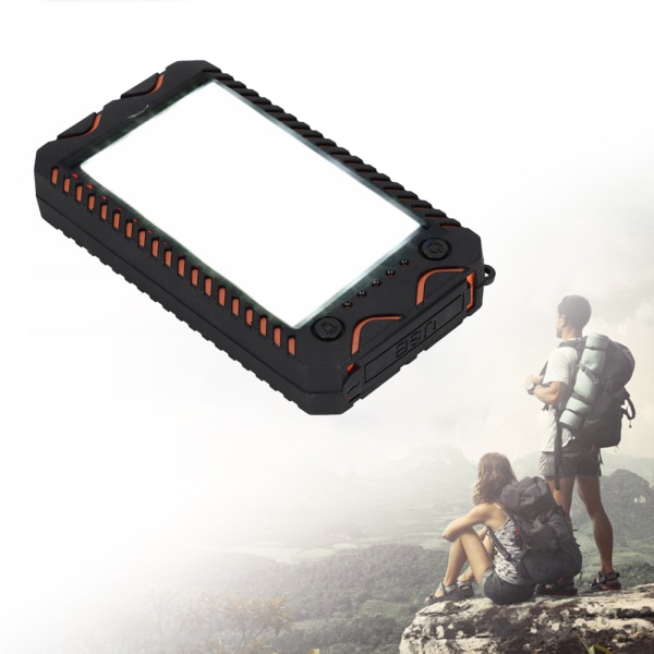 Solpanel Glare Illumination 10000mAh Power Bank Case Extern Batteri Box USB med Kompass