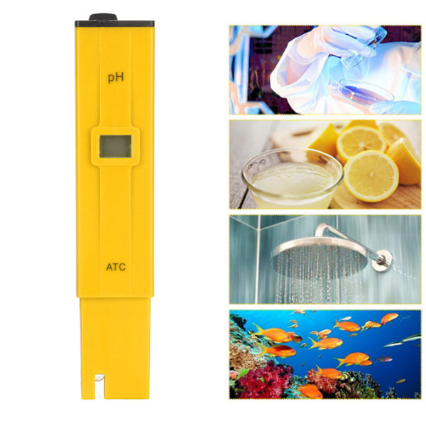 PH Meter Digital Display Small Error 0.0 to 14.0pH Measurement Range ABS PH Pen for Aquariums Laboratory Yellow Black