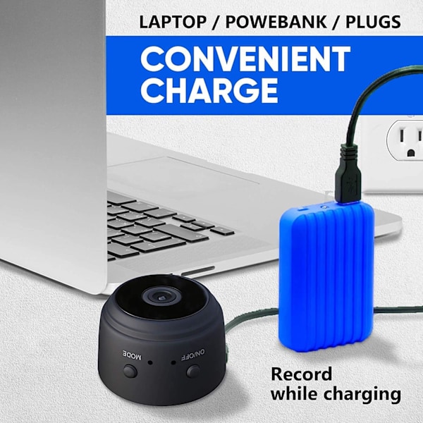 Kompakt Spionkamera, 1080P Full HD Mini Dold Trådlös WiFi-Kamera, Vidvinkelobjektiv För Fjärruppspelning, Kontinuerlig Drift, Non-Stop Loop