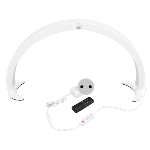 LED Halvmåne Lys 40W 28in 10 Lysstyrke 7 Farvejustering Dæmpbar Halvmåne Neglebordlampe med Fjernbetjening 2000LM 3200K‑5600K 110‑240V Hvid EU Stik