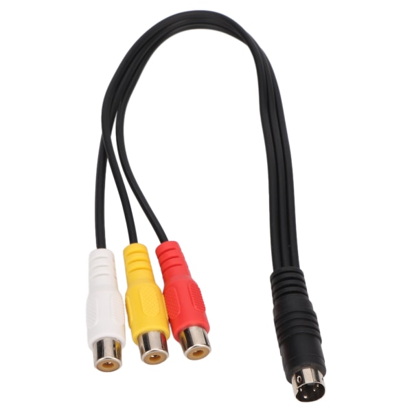 S-video 4-pin uros - 3RCA naaras -kaapeli, kaksoissuojattu, punainen, keltainen, valkoinen, videoadapterikaapeli, 1,0 jalkaa